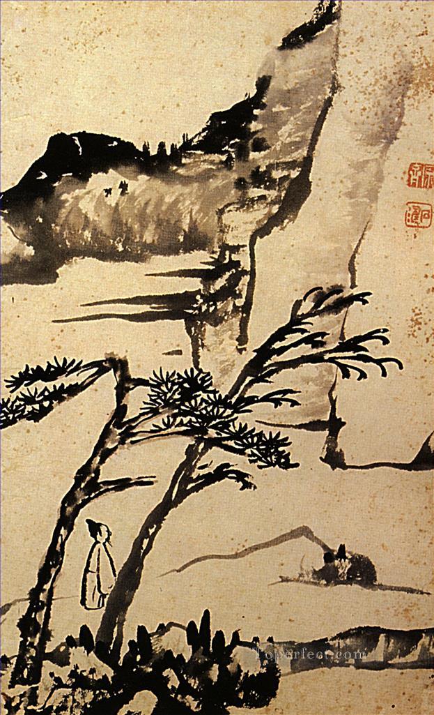 Shitao a friend of solitary trees 1698 traditional Chinese Oil Paintings